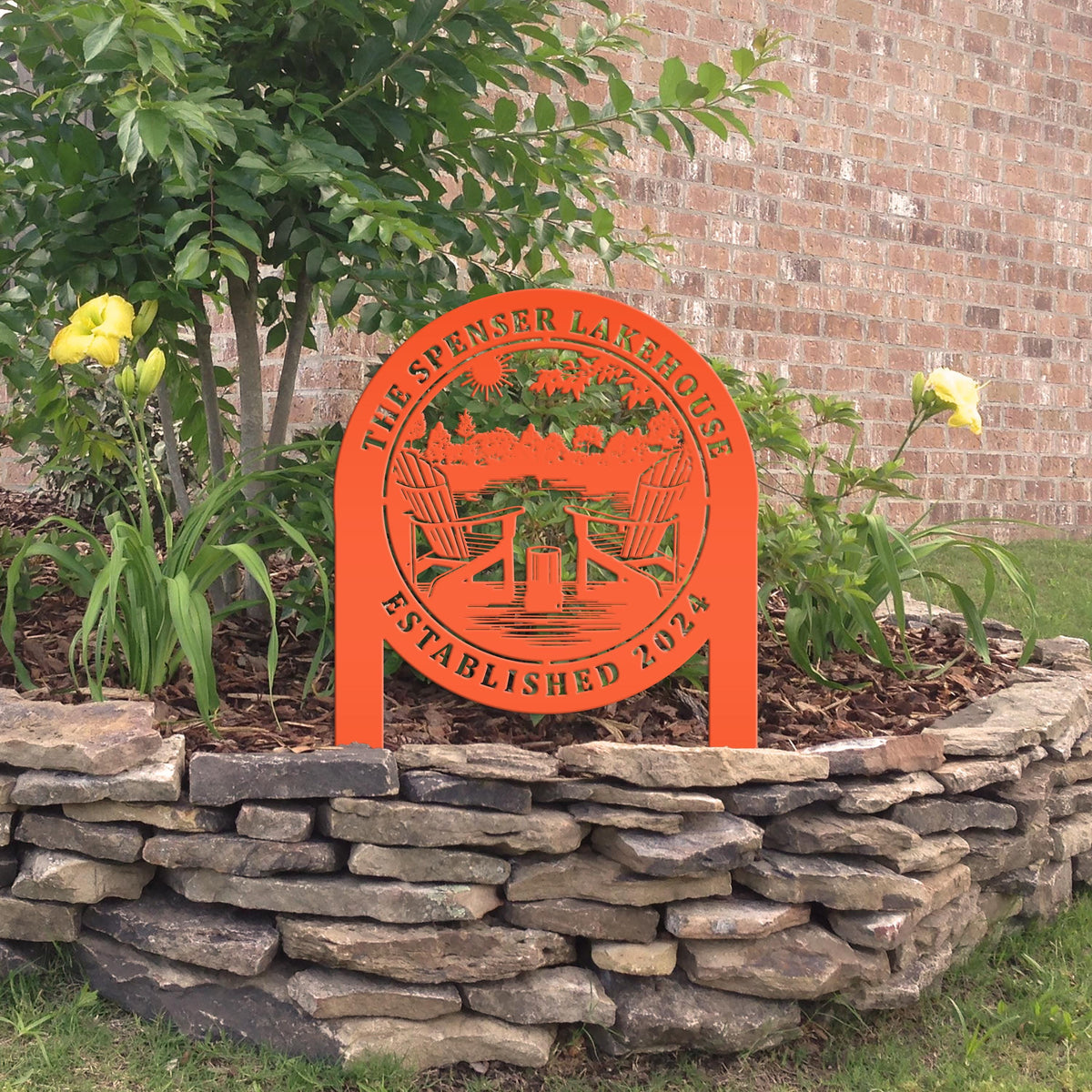 Outdoor Metal Sign with Lake Scene, Personalized Address or Lake Lot Sign, Unique gift idea