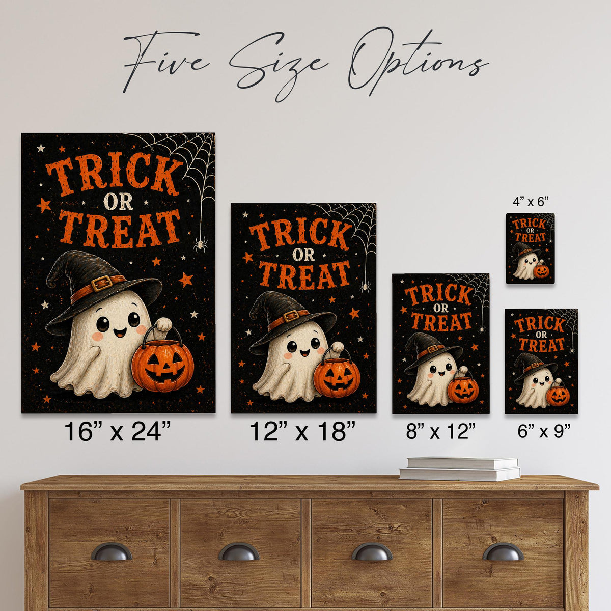Trick Or Treat Sign, Cute Ghost Sign, Halloween Metal Sign, Cute Halloween Decor, Spooky Cute Decor, Ghost Wall Art, Kids Decor, Festive