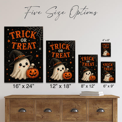 Trick Or Treat Sign, Cute Ghost Sign, Halloween Metal Sign, Cute Halloween Decor, Spooky Cute Decor, Ghost Wall Art, Kids Decor, Festive
