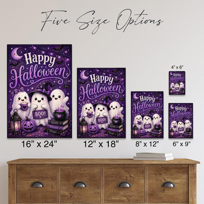 Happy Halloween Sign, Cute Ghost Sign, Halloween Metal Sign, Spooky Cute Decor, Ghost Wall Art, Trick Or Treat, Boo Sign Decor, Kids Art