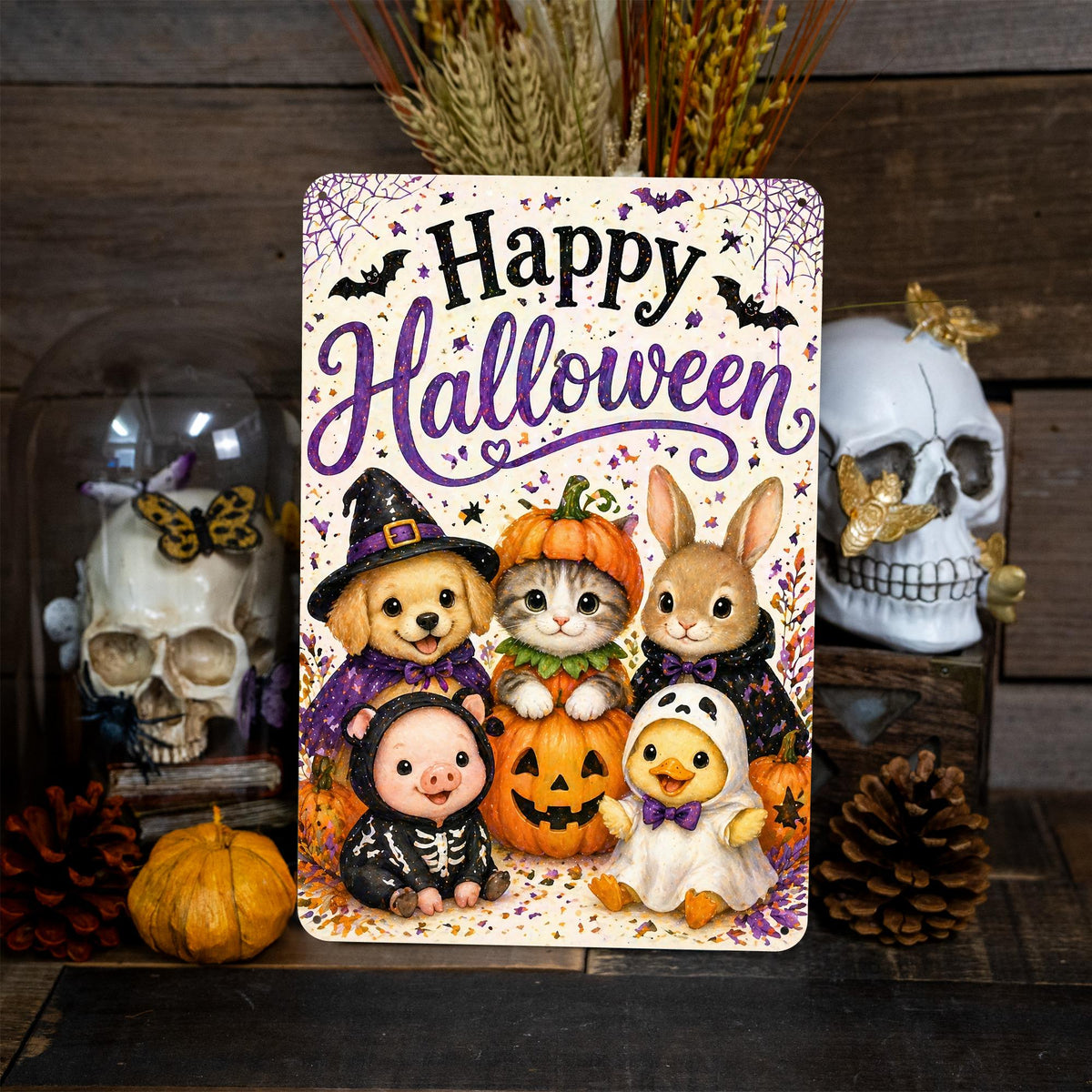 Animal Costume Sign, Cute Halloween Sign, Kids Halloween Decor, Halloween Metal Sign, Spooky Cute Decor, Whimsical Halloween Art