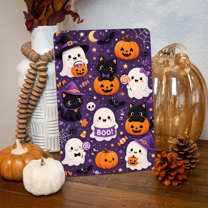 Halloween Metal Sign, Cute Halloween Decor, Ghost Pumpkin Cat Sign, Spooky Cute Decor, Halloween Wall Art, Seasonal Wall Art, Holiday Decor
