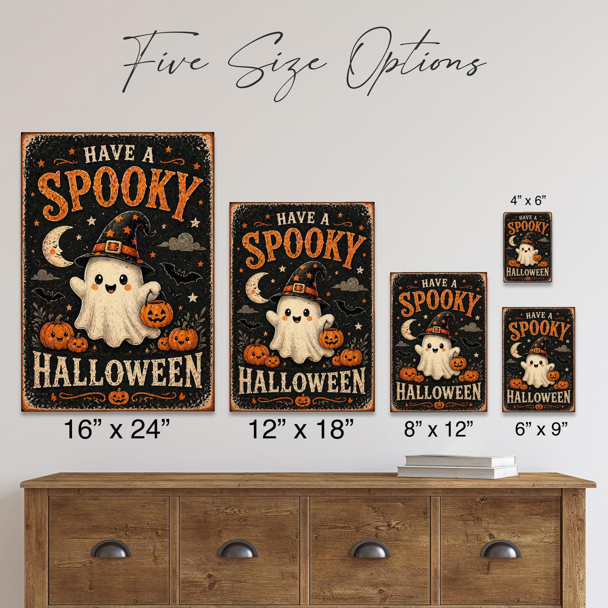 Have A Spooky Halloween Sign, Cute Ghost Sign, Halloween Metal Sign, Cute Halloween Decor, Spooky Cute Decor, Ghost Wall Art, Trick Or Treat