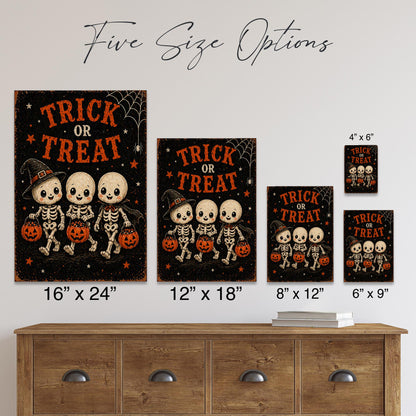Trick Or Treat Sign, Halloween Metal Sign, Halloween Decor, Halloween Porch Sign, Trick Or Treat Decor, Fall Halloween Decor, Cute Skeleton