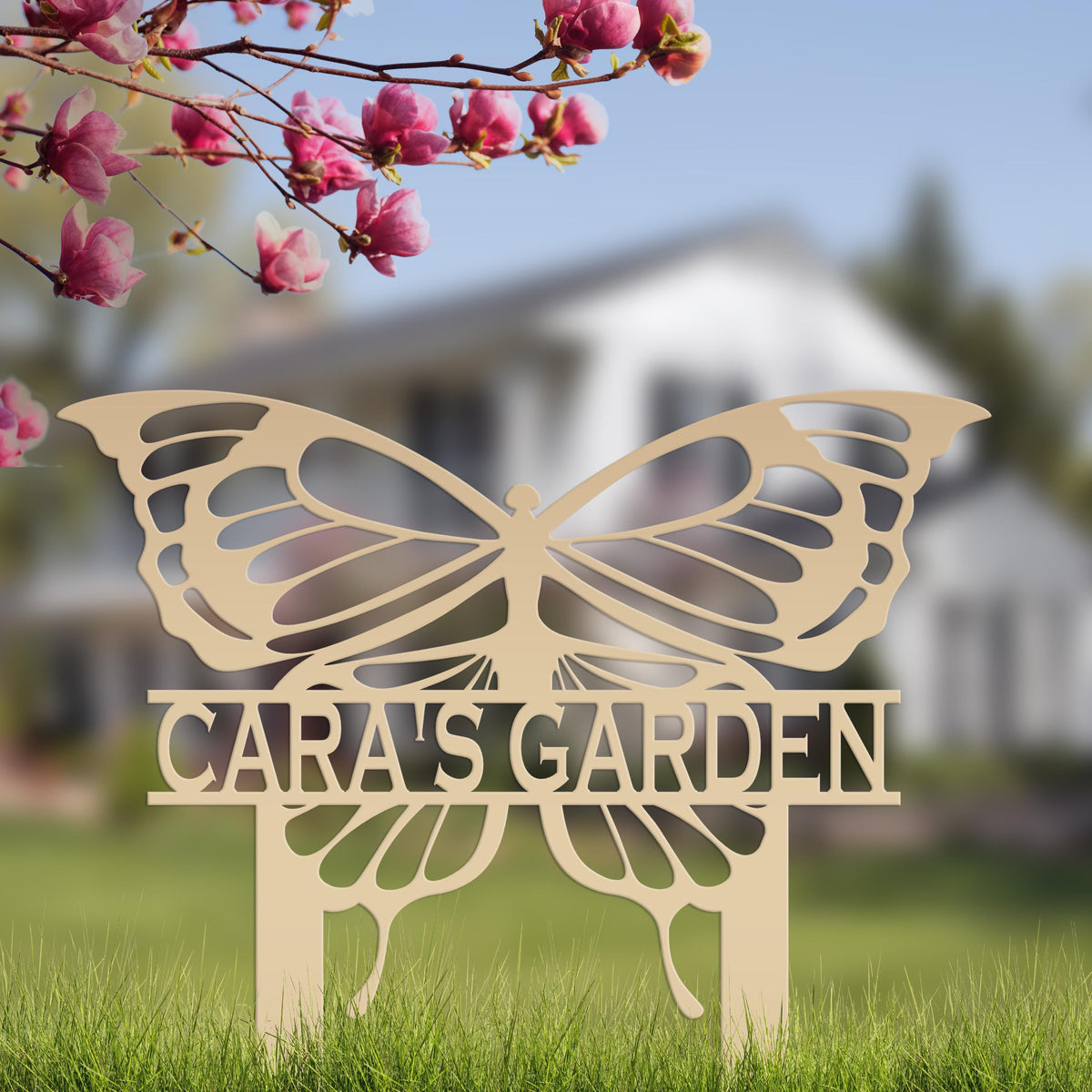 Personalized Butterfly Metal Yard Stake Sign