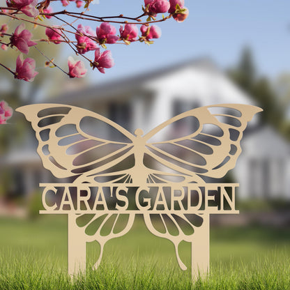 Personalized Butterfly Metal Yard Stake Sign