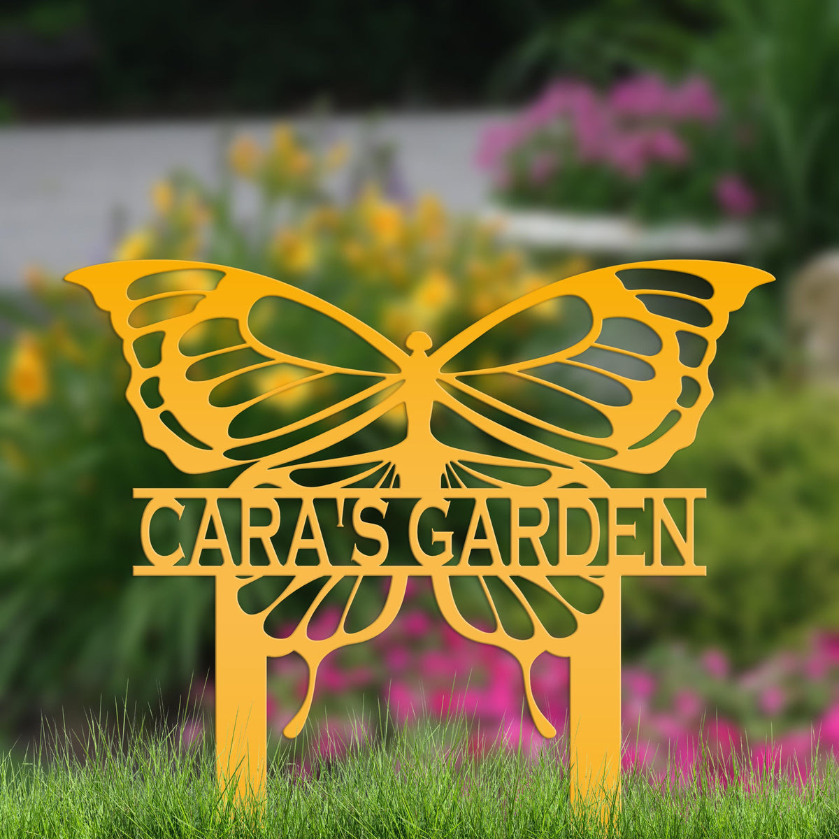 Personalized Butterfly Metal Yard Stake Sign