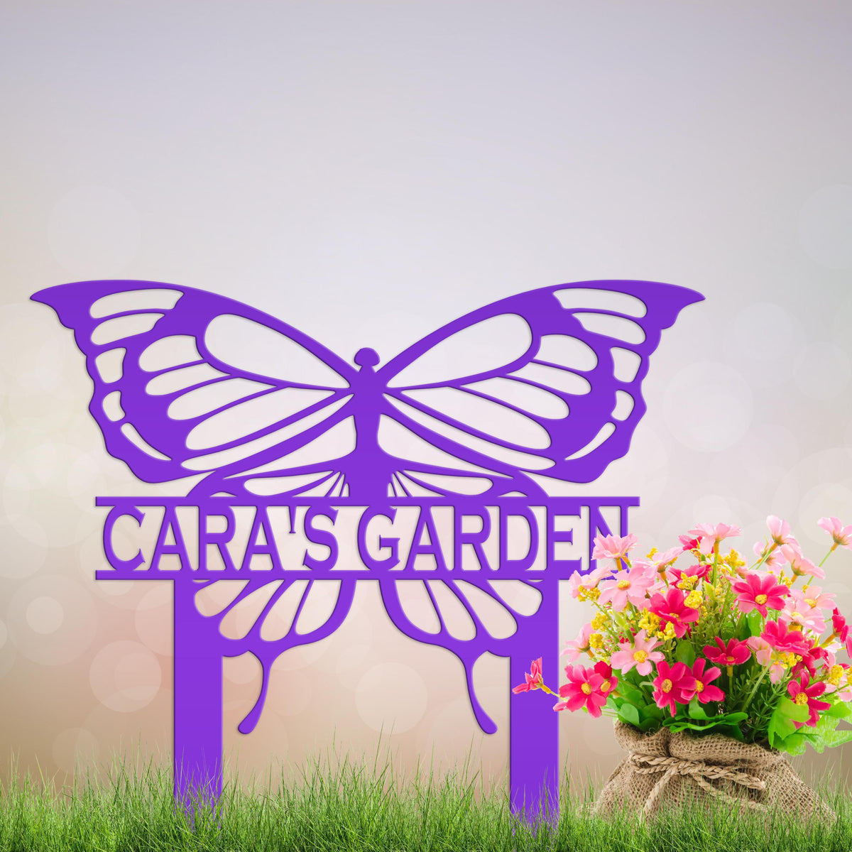 Personalized Butterfly Metal Yard Stake Sign