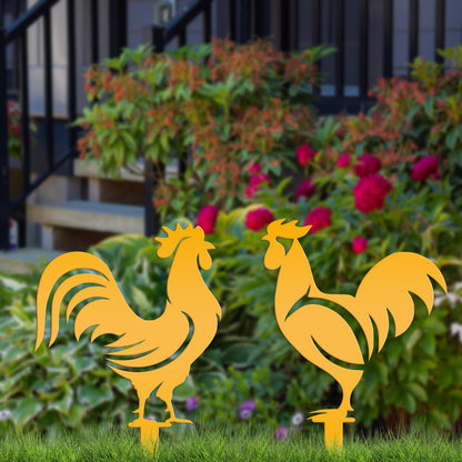 Assorted Chicken Garden Metal Yard Stakes