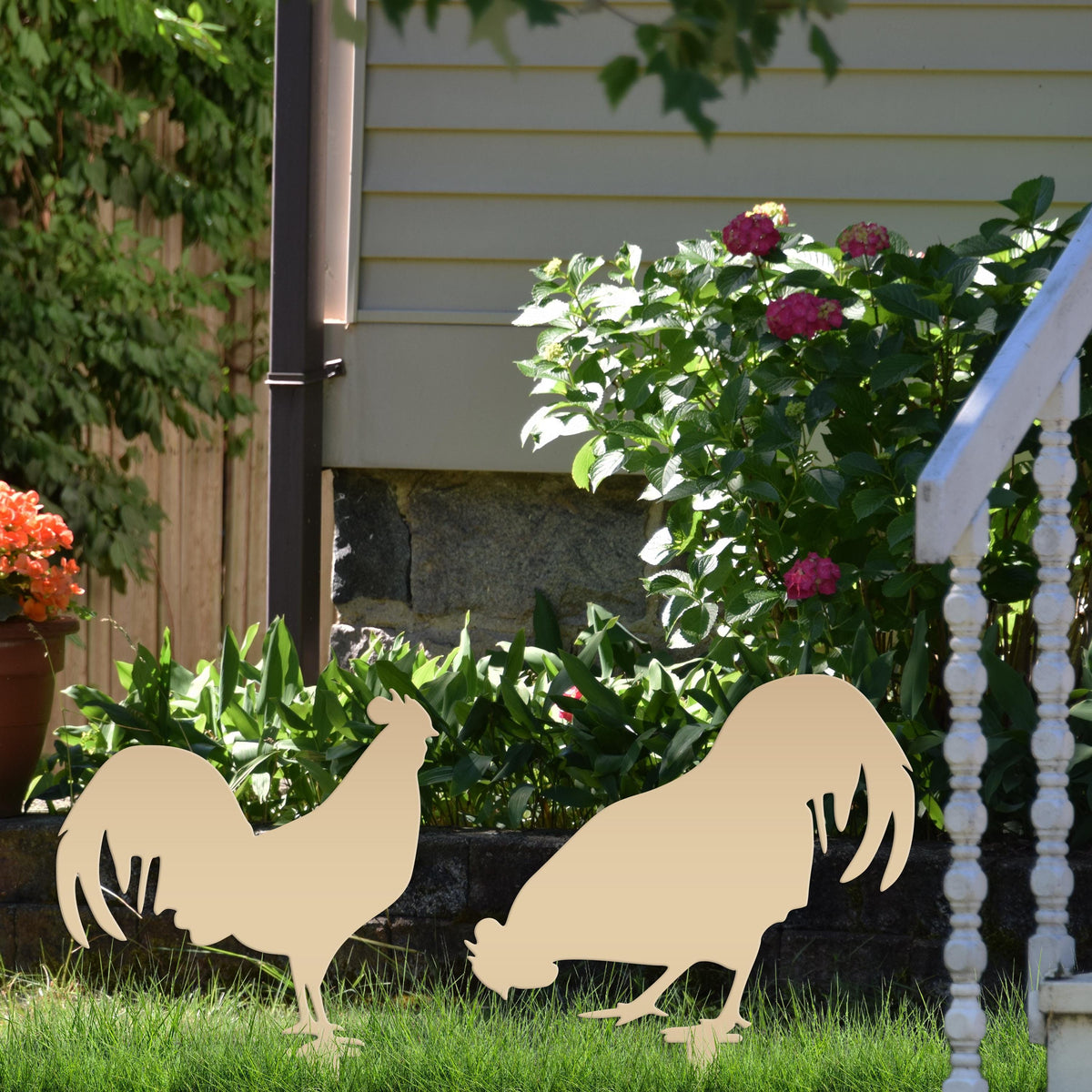 Assorted Chicken Garden Metal Yard Stakes