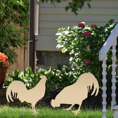 Assorted Chicken Garden Metal Yard Stakes