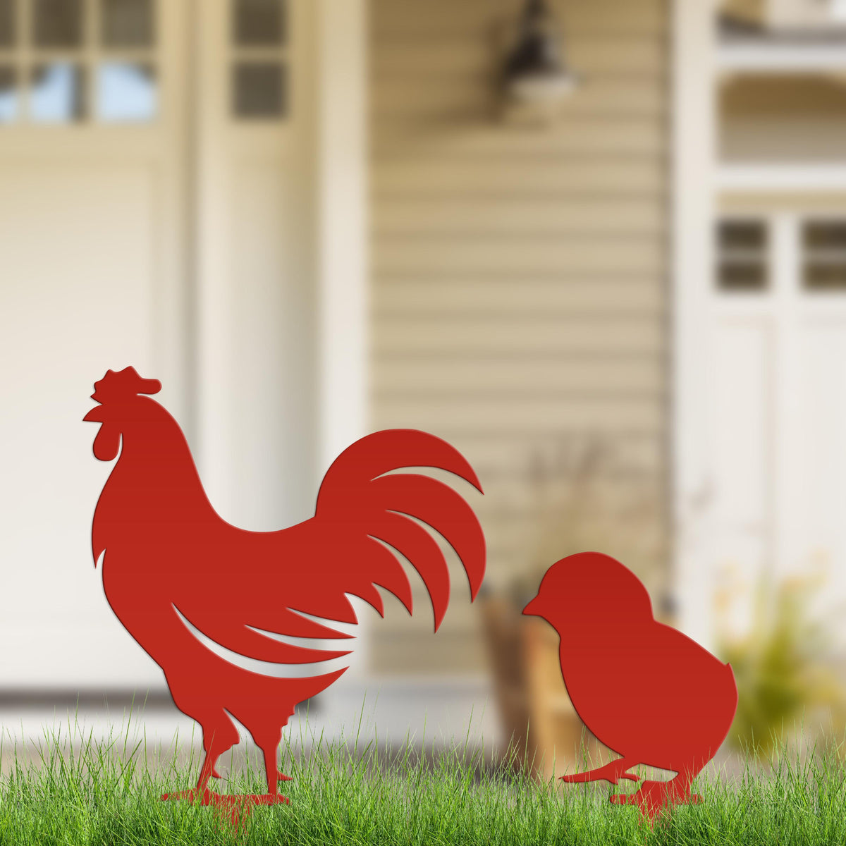 Assorted Chicken Garden Metal Yard Stakes