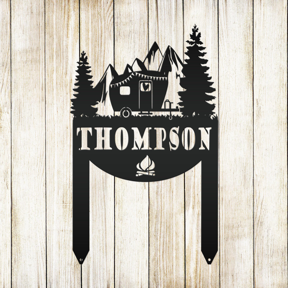 Camping Sign with Your Name | Personalized Camper Yard Stake for RVs, Campsites, or Backyards | Custom Outdoor Metal Decor