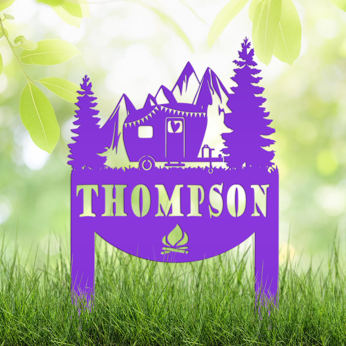 Camping Sign with Your Name | Personalized Camper Yard Stake for RVs, Campsites, or Backyards | Custom Outdoor Metal Decor