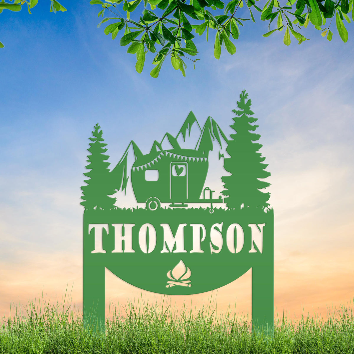 Camping Sign with Your Name | Personalized Camper Yard Stake for RVs, Campsites, or Backyards | Custom Outdoor Metal Decor