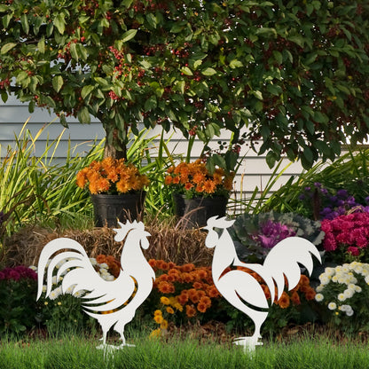 Assorted Chicken Garden Metal Yard Stakes