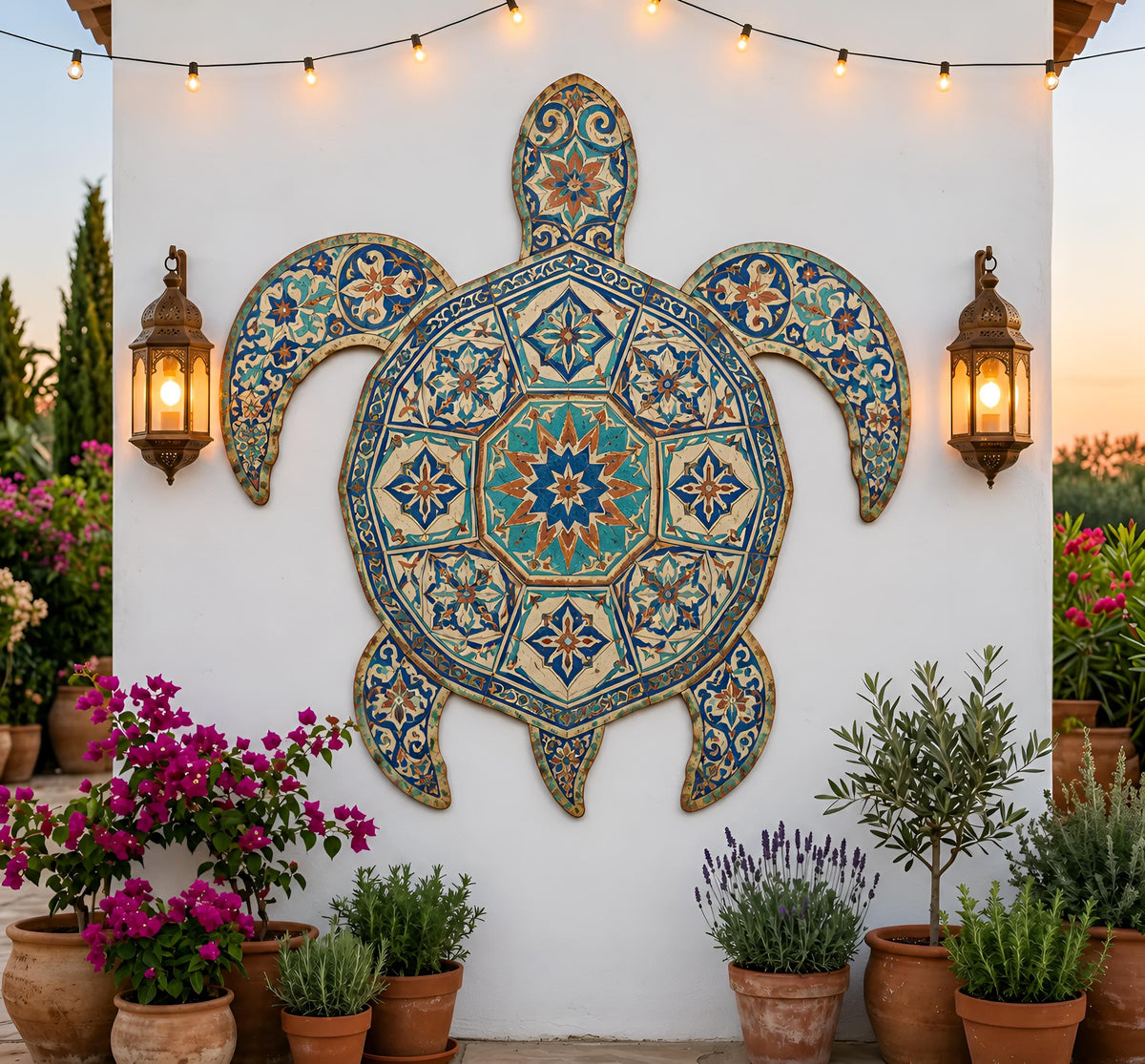 Mosaic Sea Turtle Wall Decor, Blue Turquoise Metal Turtle Art, Coastal Garden Decor, Nautical Wall
