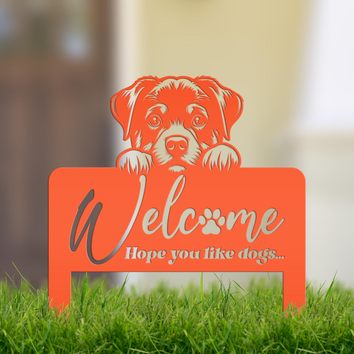 Welcome Yard Stake with Dog - Add Charm to Your Garden - Welcoming Lawn Ornament - Cute Puppy Metal Sign Art - Perfect Dog Lovers Gift