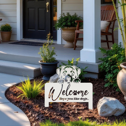 Welcome Yard Stake with Dog - Add Charm to Your Garden - Welcoming Lawn Ornament - Cute Puppy Metal Sign Art - Perfect Dog Lovers Gift