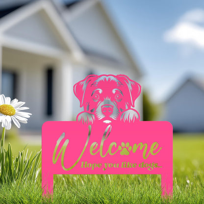 Welcome Yard Stake with Dog - Add Charm to Your Garden - Welcoming Lawn Ornament - Cute Puppy Metal Sign Art - Perfect Dog Lovers Gift