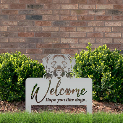 Welcome Yard Stake with Dog - Add Charm to Your Garden - Welcoming Lawn Ornament - Cute Puppy Metal Sign Art - Perfect Dog Lovers Gift