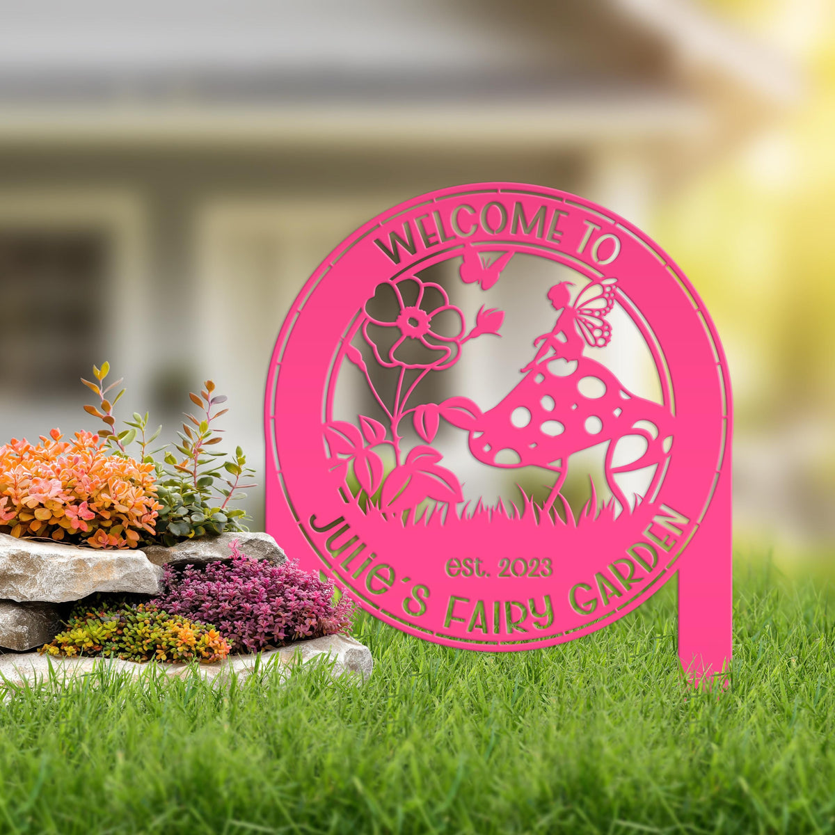 Fairy Garden Yard Stake, Mother's Day Gift, Gift for the Gardner, Greenhouse Signage, Front Yard Flower Bed Art, Steel Outdoor Home Decor
