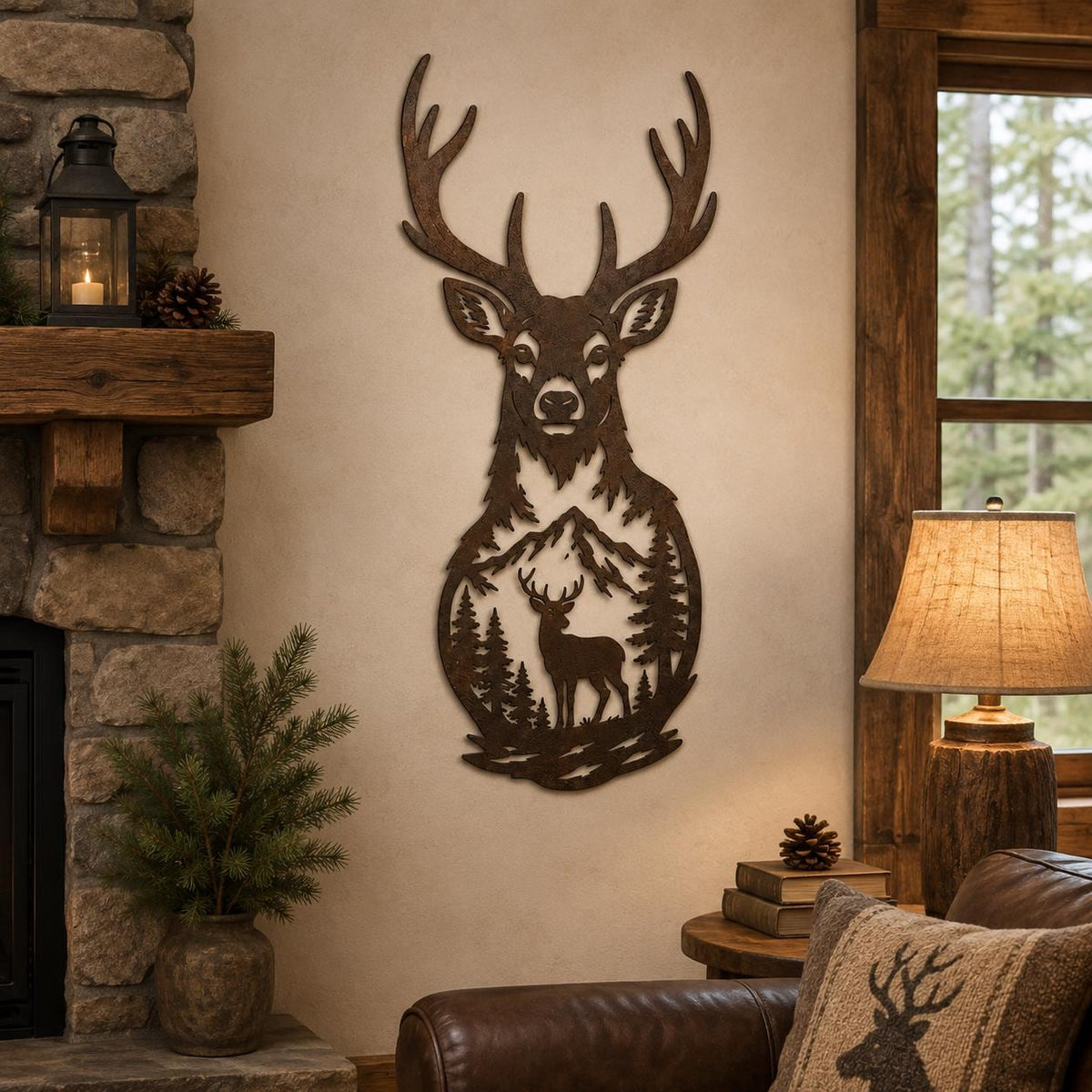 Deer Head Metal Wall Art, 3 Design Options, Rustic Mountain Cabin Lodge Decor Gift For Hunter