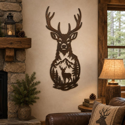 Deer Head Metal Wall Art, 3 Design Options, Rustic Mountain Cabin Lodge Decor Gift For Hunter