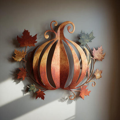 Halloween Pumpkin Metal Wall Art, UV Printed Aluminum Decor, Rustic Fall Porch Sign