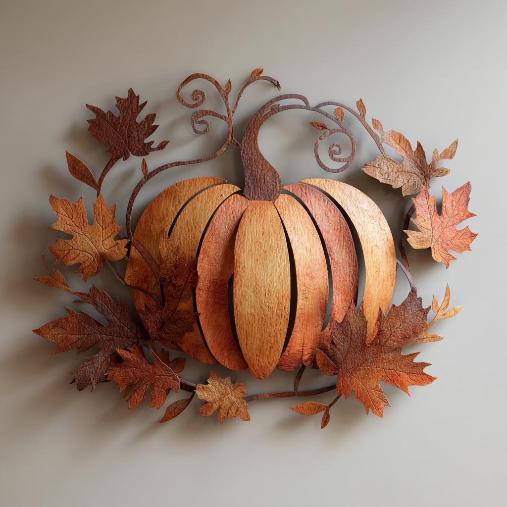 Halloween Pumpkin Metal Wall Art, UV Printed Aluminum Decor, Rustic Fall Porch Sign