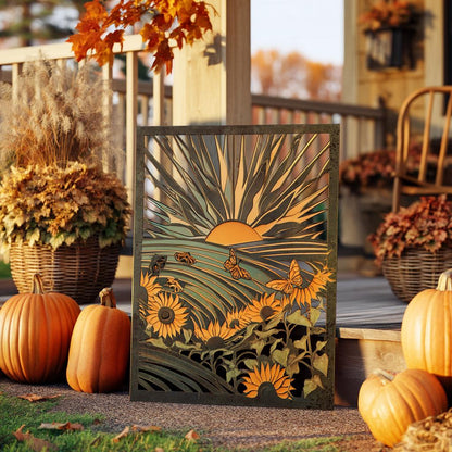 Southwest Sun Metal Wall Art, Desert Landscape Decor, UV Printed Aluminum Hanging Sign