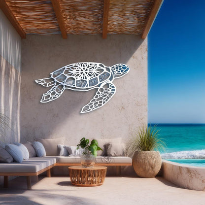 Sea Turtle Metal Wall Art, Coastal Beach House Decor, UV Printed Aluminum Sign
