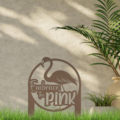 Whimsical Pink Flamingo Yard Stake Decor - Novelty Metal Garden Art - Charming Laser Cut Sign - Tropical Lawn Decoration - Embrace the Pink