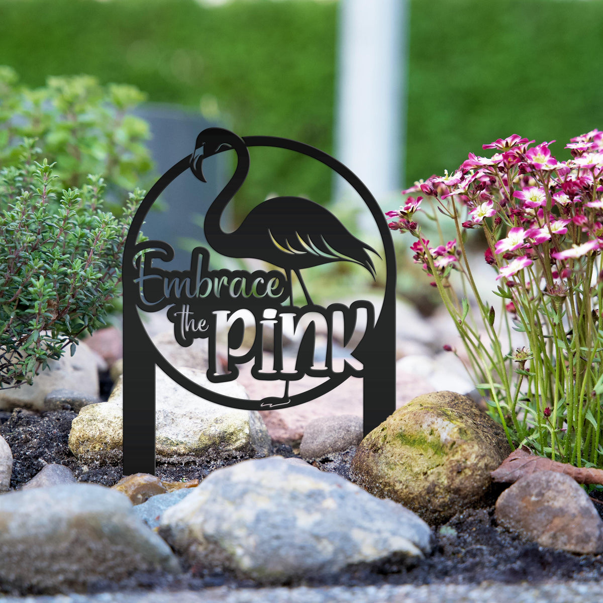 Whimsical Pink Flamingo Yard Stake Decor - Novelty Metal Garden Art - Charming Laser Cut Sign - Tropical Lawn Decoration - Embrace the Pink