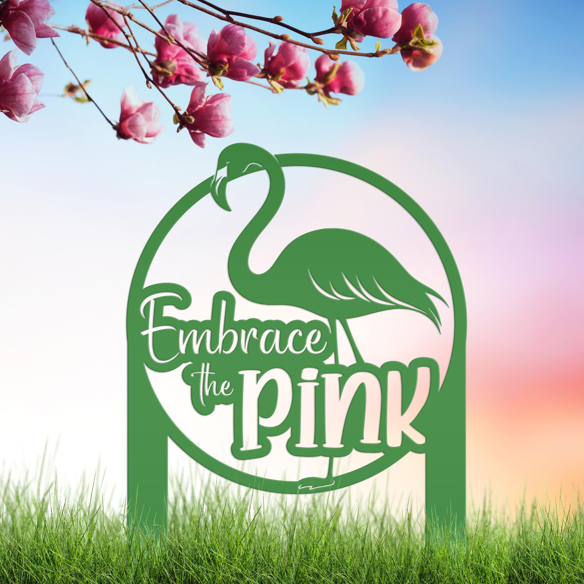 Whimsical Pink Flamingo Yard Stake Decor - Novelty Metal Garden Art - Charming Laser Cut Sign - Tropical Lawn Decoration - Embrace the Pink