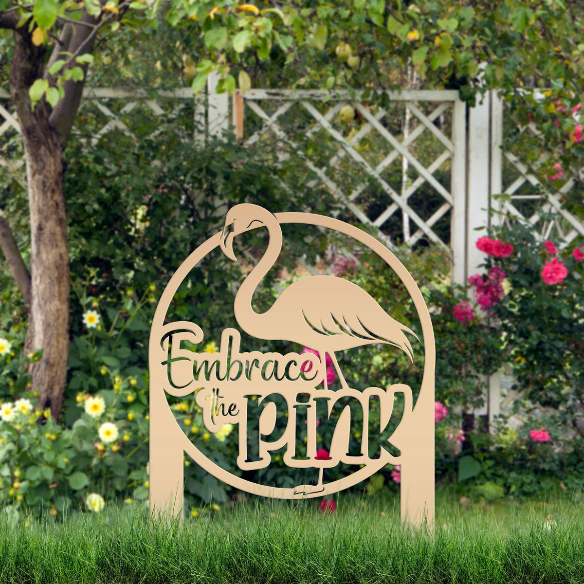 Whimsical Pink Flamingo Yard Stake Decor - Novelty Metal Garden Art - Charming Laser Cut Sign - Tropical Lawn Decoration - Embrace the Pink