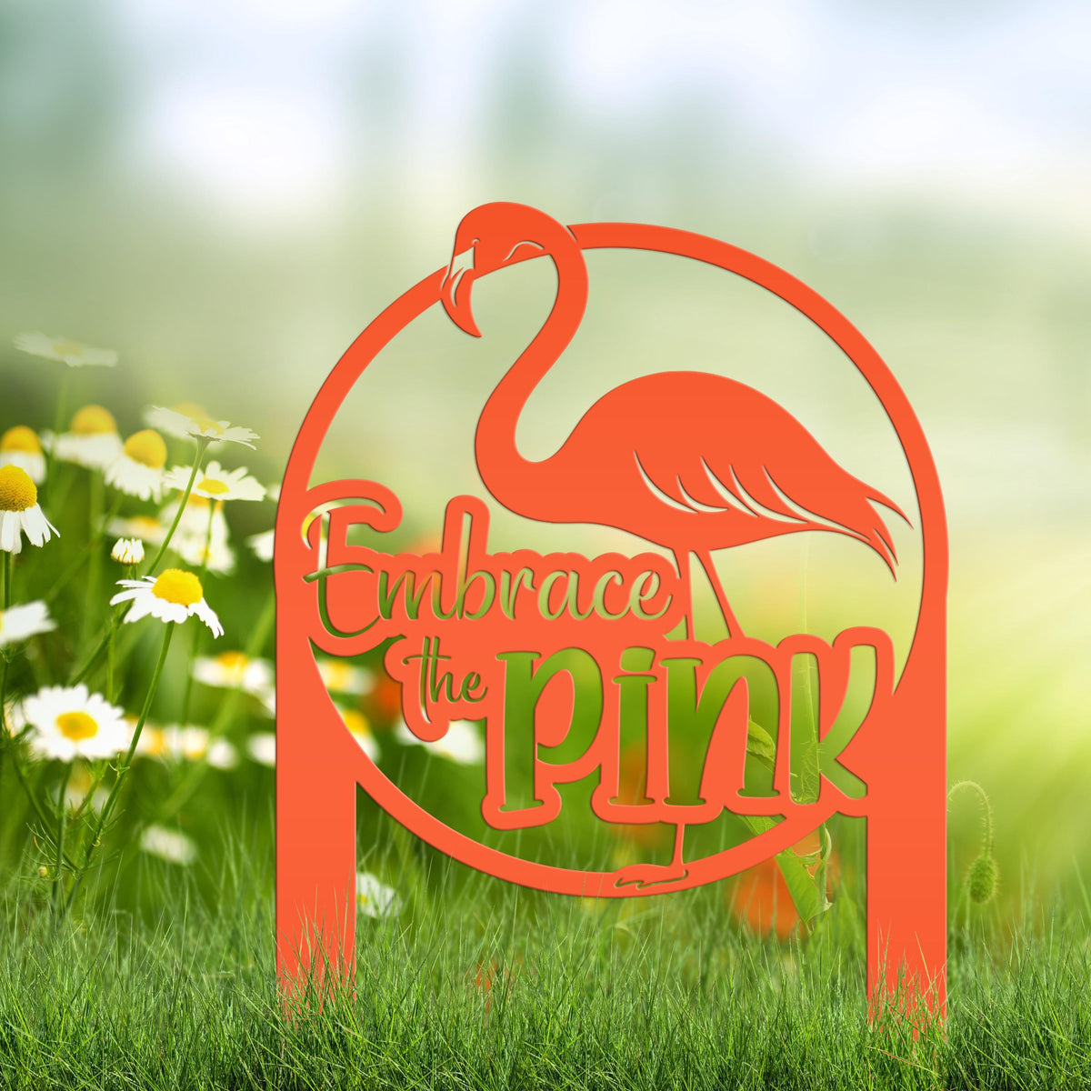 Whimsical Pink Flamingo Yard Stake Decor - Novelty Metal Garden Art - Charming Laser Cut Sign - Tropical Lawn Decoration - Embrace the Pink