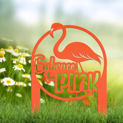 Whimsical Pink Flamingo Yard Stake Decor - Novelty Metal Garden Art - Charming Laser Cut Sign - Tropical Lawn Decoration - Embrace the Pink