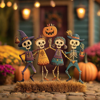 Dancing Skeletons Halloween Garden Stake, UV Printed Aluminum Yard Art