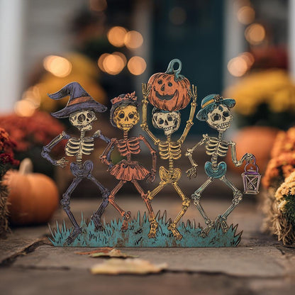Dancing Skeletons Halloween Garden Stake, UV Printed Aluminum Yard Art