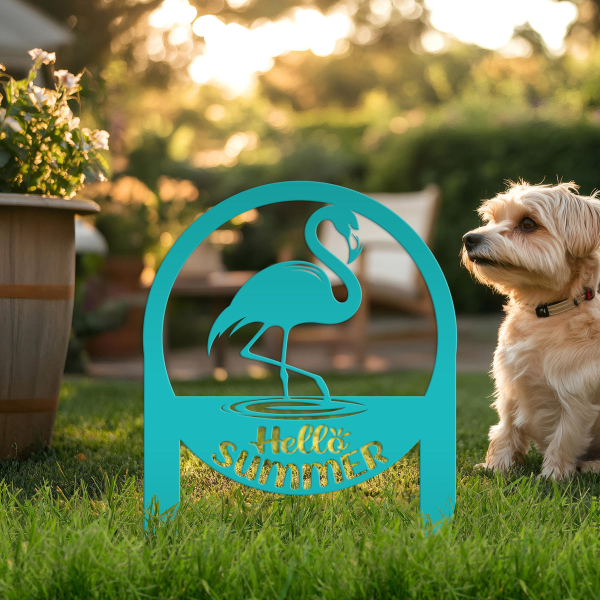 Charming Metal Flamingo Decor - Perfect Summer Garden Accent Art - Unique Tropical Beach Yard Decorations - Novelty Hello Summer Lawn Stakes