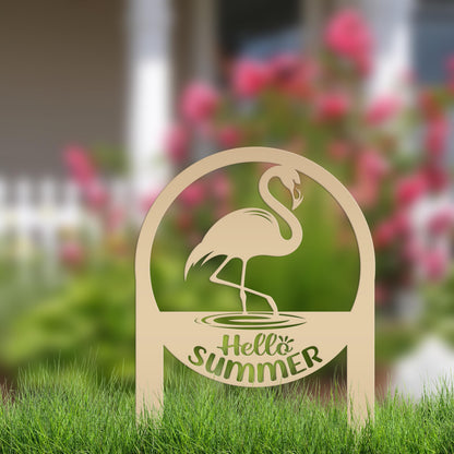 Charming Metal Flamingo Decor - Perfect Summer Garden Accent Art - Unique Tropical Beach Yard Decorations - Novelty Hello Summer Lawn Stakes