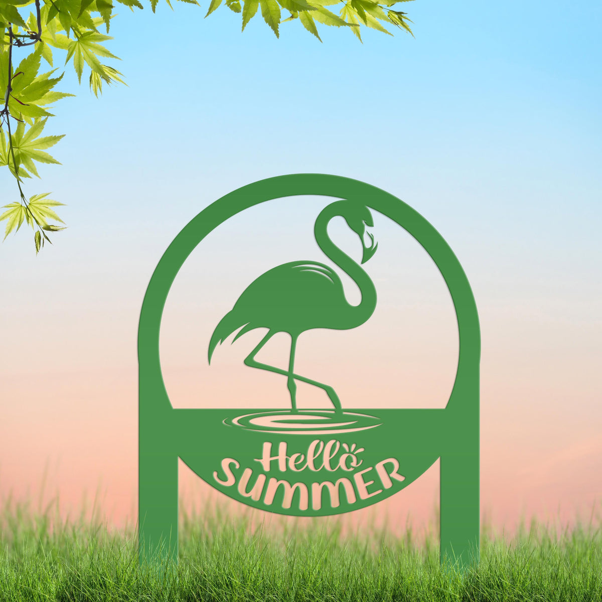 Charming Metal Flamingo Decor - Perfect Summer Garden Accent Art - Unique Tropical Beach Yard Decorations - Novelty Hello Summer Lawn Stakes