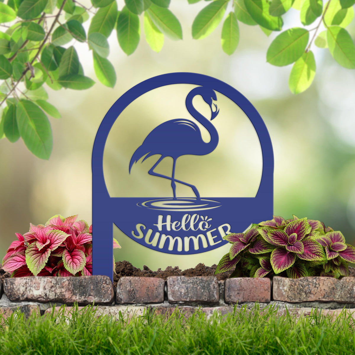 Charming Metal Flamingo Decor - Perfect Summer Garden Accent Art - Unique Tropical Beach Yard Decorations - Novelty Hello Summer Lawn Stakes