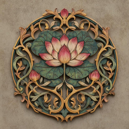 Lotus Mandala Metal Wall Art, Boho Floral Aluminum Decor, Sacred Geometry Hanging (UV Printed)