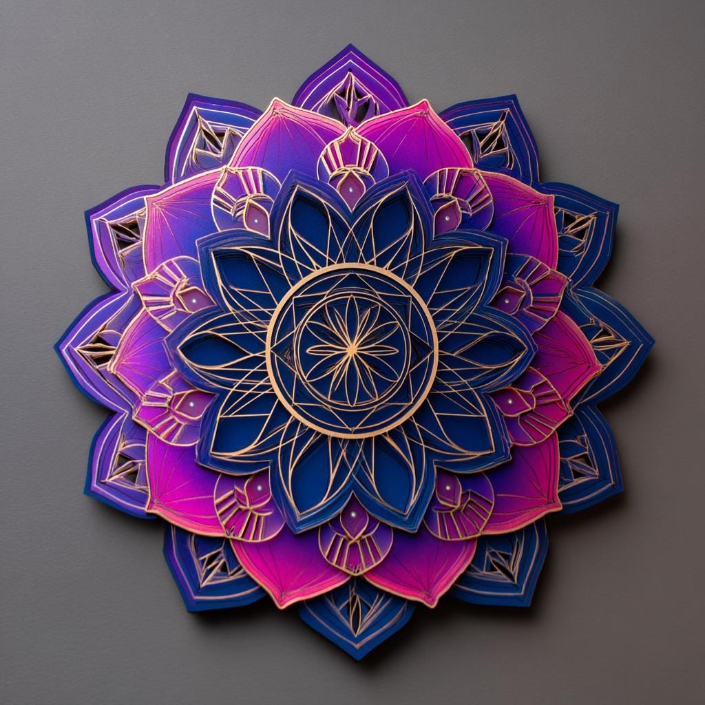 Lotus Mandala Metal Wall Art, Boho Floral Aluminum Decor, Sacred Geometry Hanging (UV Printed)