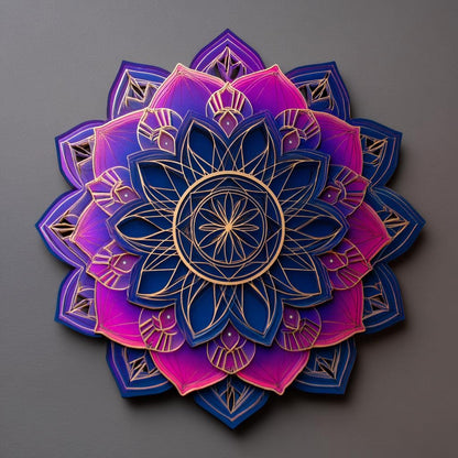 Lotus Mandala Metal Wall Art, Boho Floral Aluminum Decor, Sacred Geometry Hanging (UV Printed)