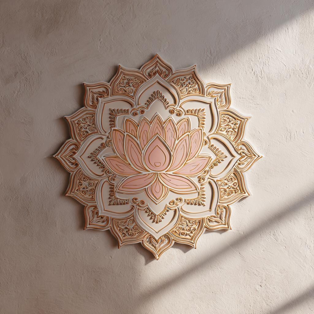 Lotus Mandala Metal Wall Art, Boho Floral Aluminum Decor, Sacred Geometry Hanging (UV Printed)