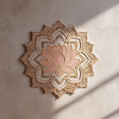 Lotus Mandala Metal Wall Art, Boho Floral Aluminum Decor, Sacred Geometry Hanging (UV Printed)