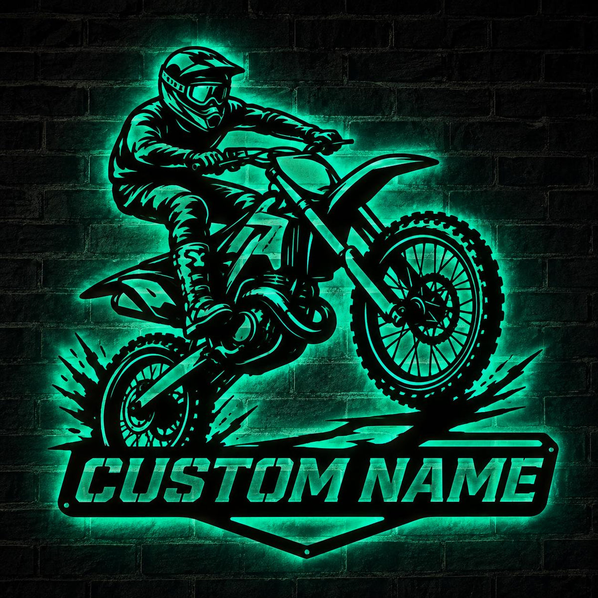 Personalized Motocross LED Sign, Custom Name Dirt Bike Wall Light for Bedroom or Garage